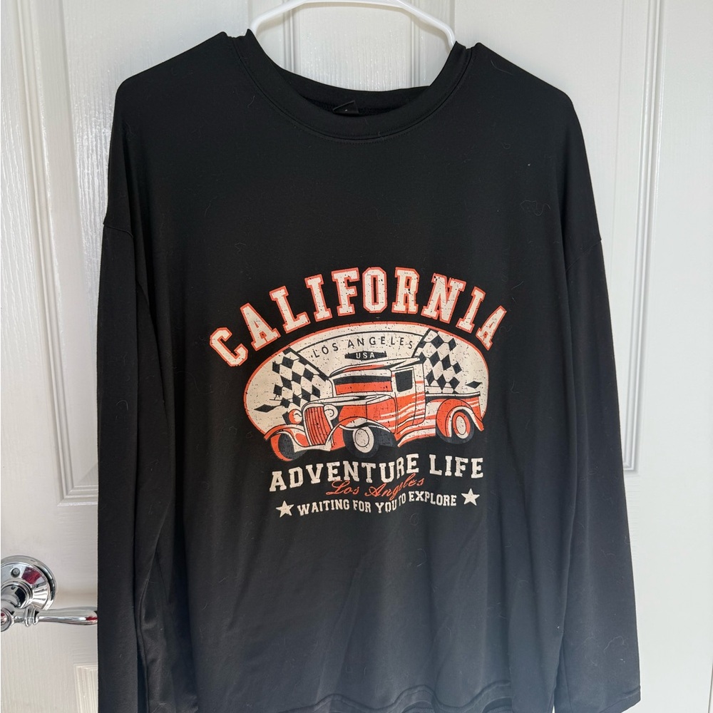 SHEIN Black California Adventure Long Sleeve Tee